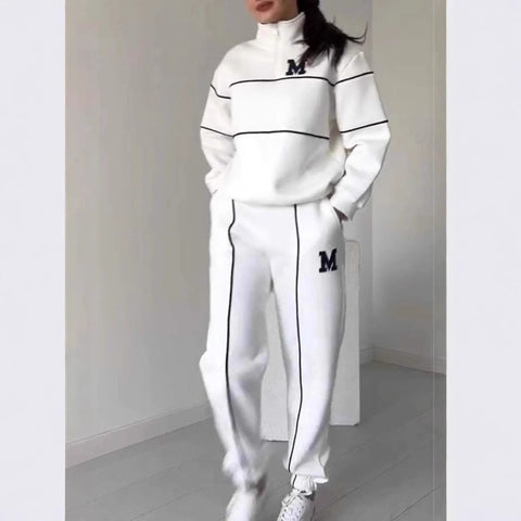 Ensembles survêtement femme 2 pièces – Pull sans capuche et pantalon de jogging ample tendance avec poches