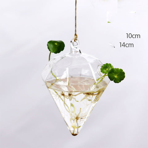 Vase suspendu en verre transparent simple, petite bouteille suspendue hydroponique