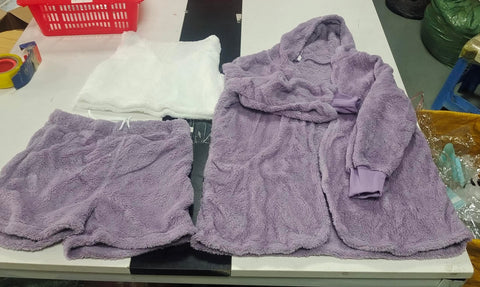 Buy 3Pcs Womens Clothing Long Sleeve Crop Tank Top And Drawstring Shorts Pajama Set online at Fashionner.