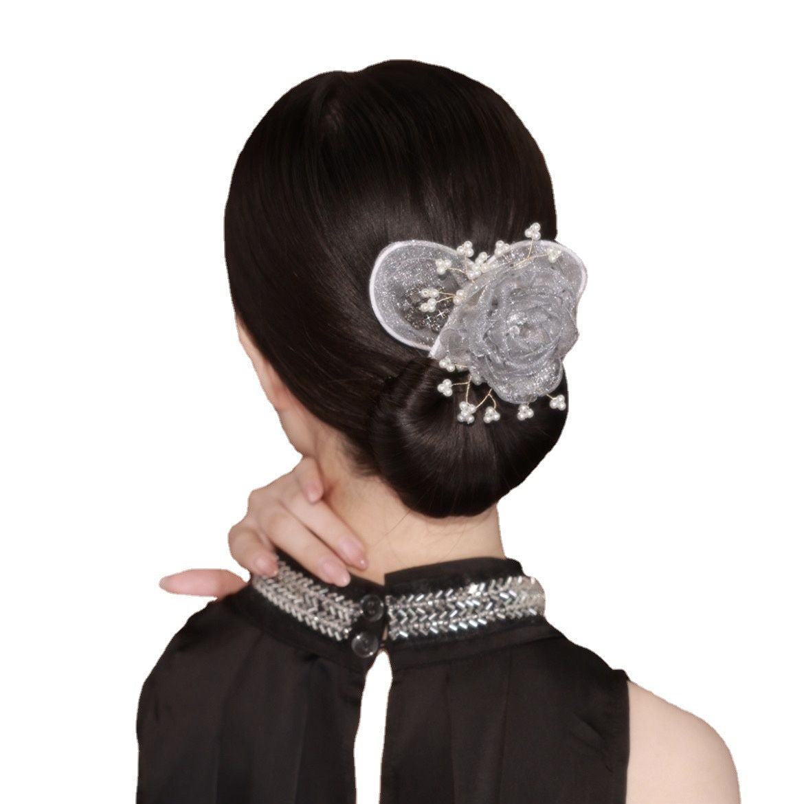 Buy Starry Sky Flower Style Updo Topknot Hair Clip Black Exquisite Headdress online at Fashionner.