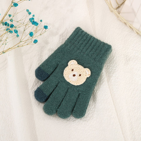 Gants en laine tricotés à cinq doigts pour enfants