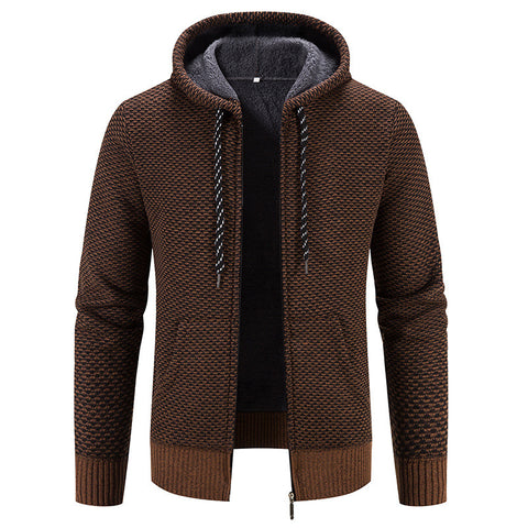 Manteau d'hiver avec fermeture éclair, couleur unie, manches longues, cordon de serrage avec capuche, pour rester au chaud, décontracté, épais, en peluche, pour un usage quotidien.