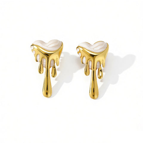 Buy Lava-Drip Oil Heart Earrings And Necklace online at Fashionner.