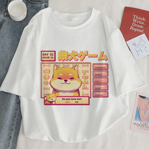 T-shirt femme à motif dessin animé chat kawaii