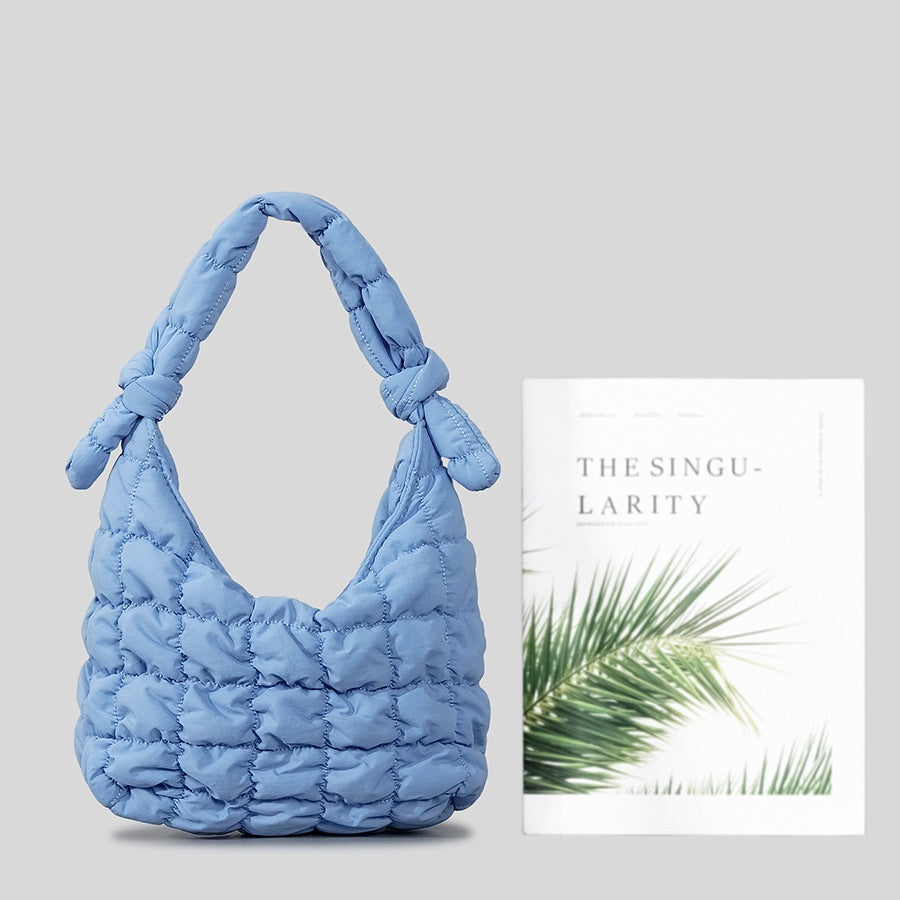Simple Quilted Bubble Texture Cloud Pleated Handbag For Women - Fashionner