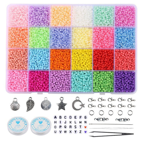 Perles en vrac de couleur de verre ménager, ensemble de 24 couleurs