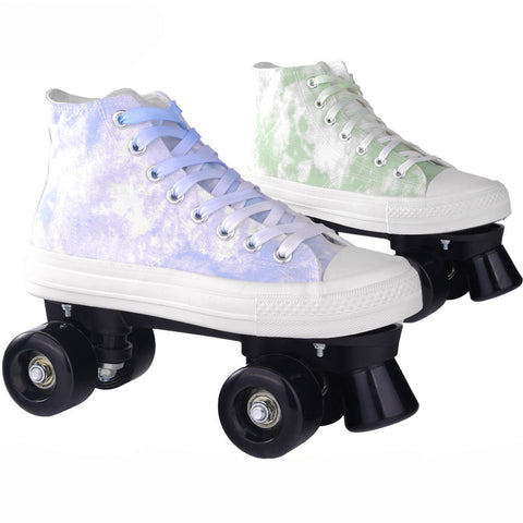 Patins à roulettes doubles à quatre roues pour adultes en toile camouflage