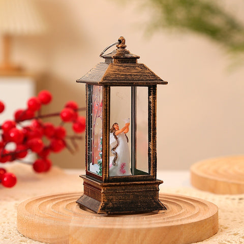 Lampe à Huile Portable de Noël Père Noël Lumières LED de Nuit Alimentées par Piles Lanternes Suspendues Intérieures Extérieures Décoration de Fête Festive