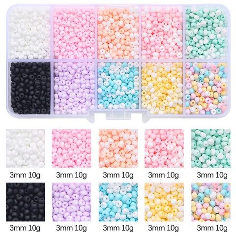 Perles de verre faites à la main avec paillettes de la même couleur