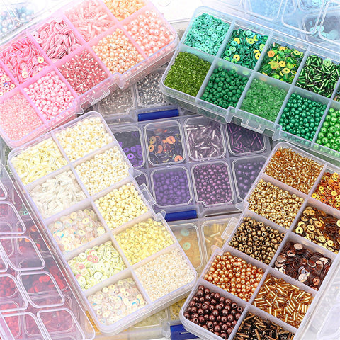Perles de verre faites à la main avec paillettes de la même couleur