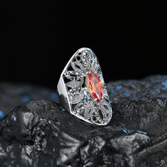 Fashion Diamond Colored Leaf Couple Ring Ring
