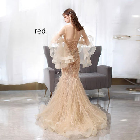 Robe de soirée sirène dorée pour femme