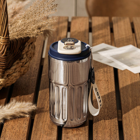 Bouteille Thermique Numérique Intelligente Tasse à Café Portable Bouteille d'Eau en Acier Inoxydable Tasse Isotherme pour Voiture Bouteilles Isothermes Gardant au Froid 450 ml