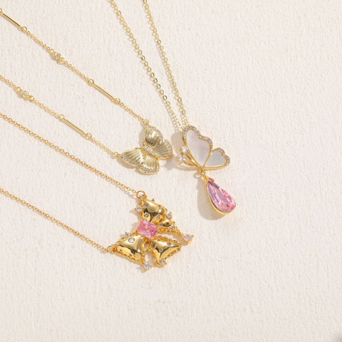 Shell Zircon Butterfly Luxury Pendant Ins Style Niche - Fashionner