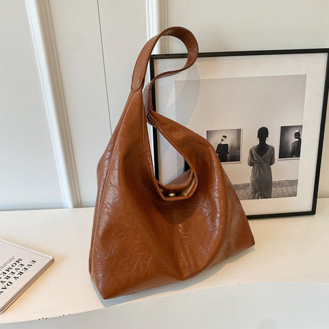 Casual Soft Leather Large Capacity Shoulder Bag - Fashionner