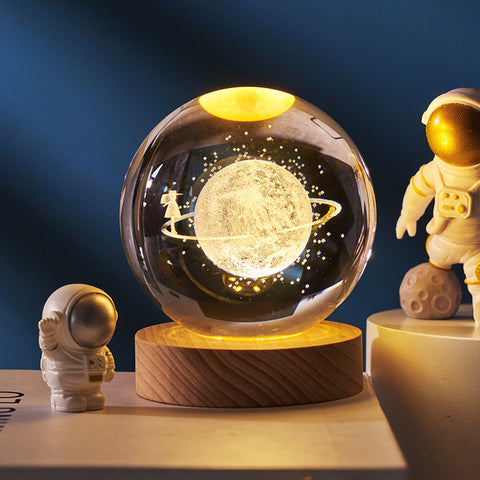 Ciel étoilé lumineux et planètes Lune Cristal de Lune Veilleuse Lampe de projection Lumière d'ambiance Cadeau créatif Nouveau cadeau insolite