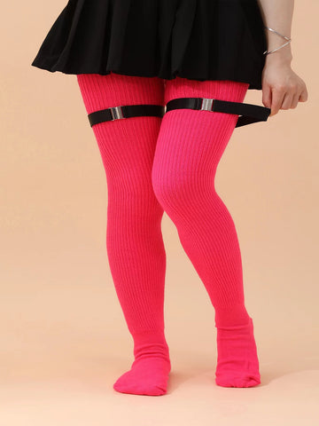 Knee Length Anti Slip Long Tube With Thick Wool Knitted Garter Buckle - Fashionner
