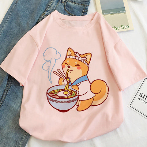 T-shirt femme à motif dessin animé chat kawaii