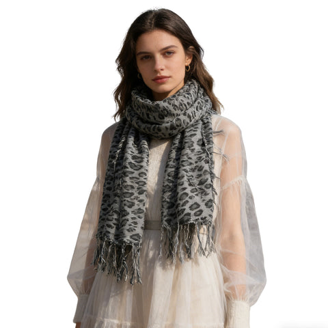 Buy 2Pcs Minimalist Head Scarf,Grey Leopard Square Scarf ,Luxe Look For Evening Wear,Scarf,Vacation,Daily Life,Evening Party,Office Appropriate Subtlety For Women Men online at Fashionner.