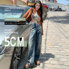 Hole High Waist Slimming Mopping Jeans - Fashionner