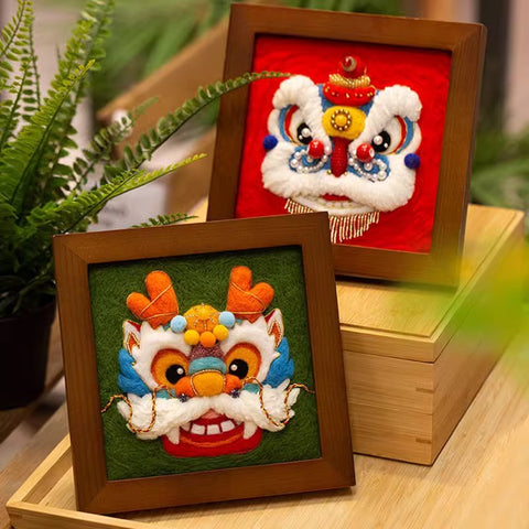 Kit de Matériel DIY Feutre de Laine Piqué Broderie Lion