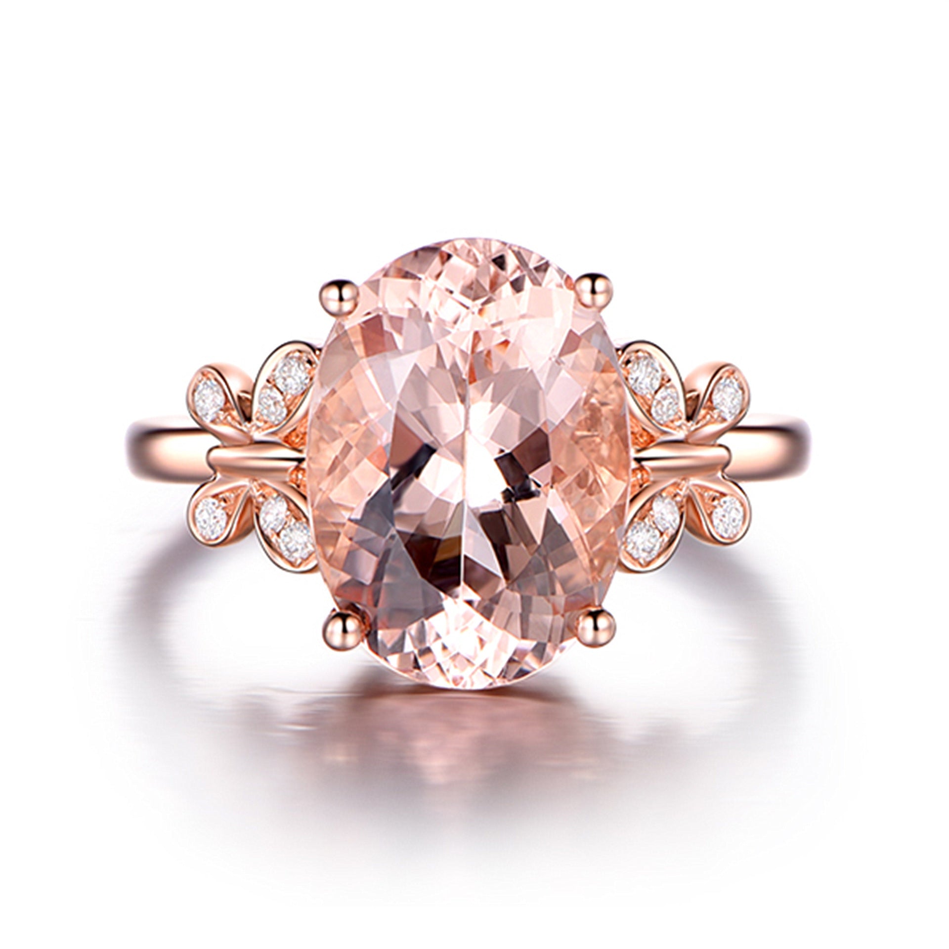 Buy 5-Carat Natural Morganite Ring 18K Rose-Gold Plated online at Fashionner.