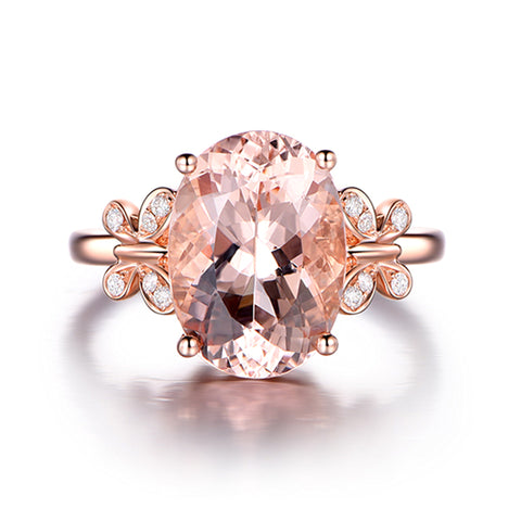 Buy 5-Carat Natural Morganite Ring 18K Rose-Gold Plated online at Fashionner.