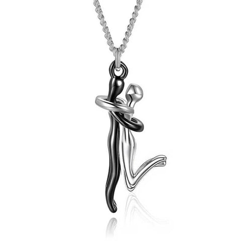 Collier Étreinte Amoureuse 18 carats, Cadeau d'Anniversaire de Couple, Saint-Valentin, Mode Simple, Tempérament, Pendentif Chaîne Ras du Cou