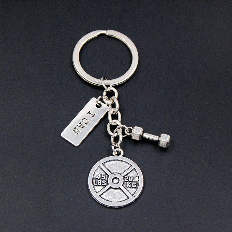 Mini Sports Equipment Keychain Dumbbell Weightlifting Unique Key Pendant