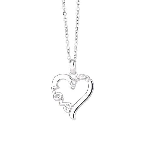 Collier en acier inoxydable avec pendentif Cœur Créatif LOVE pour femme, idéal pour mariage, anniversaire, soirée, accessoire de mode, cadeau.