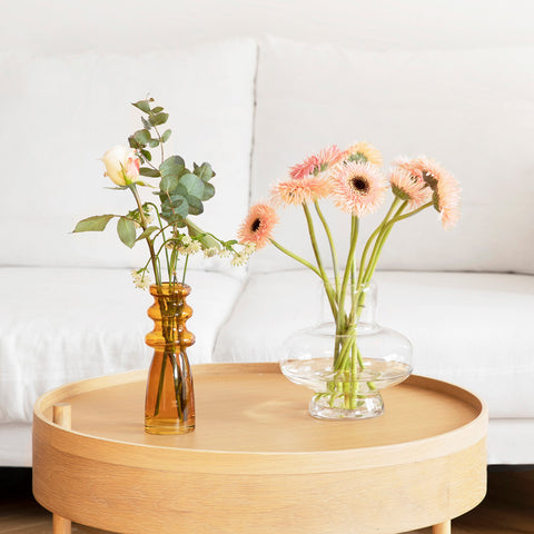 Vase en Verre Transparent avec Fleurs Séchées et Décoration Hydroponique