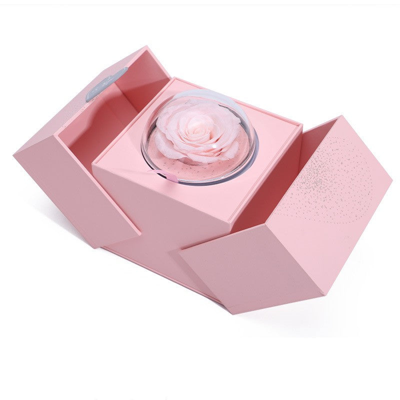 Creative Eternal Rose Box Eternal Soap Flower Jewelry Box Ring Necklace Storage Case Valentines Surprise Gift - Fashionner