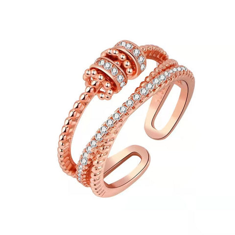 Anneaux d'anxiété pivotants avec perles, anneaux anti-stress pour femmes et hommes, bijoux