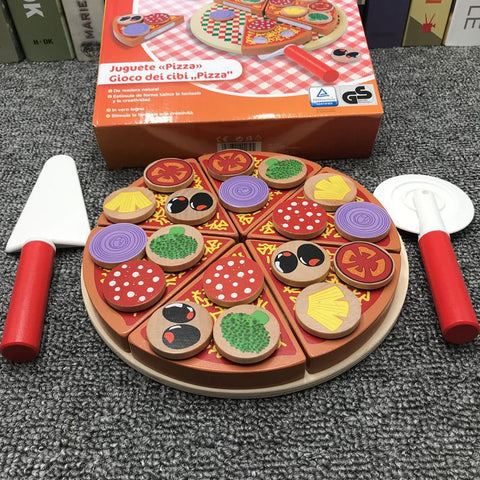 Jouets de découpe de pizza éducatifs en bois pour enfants