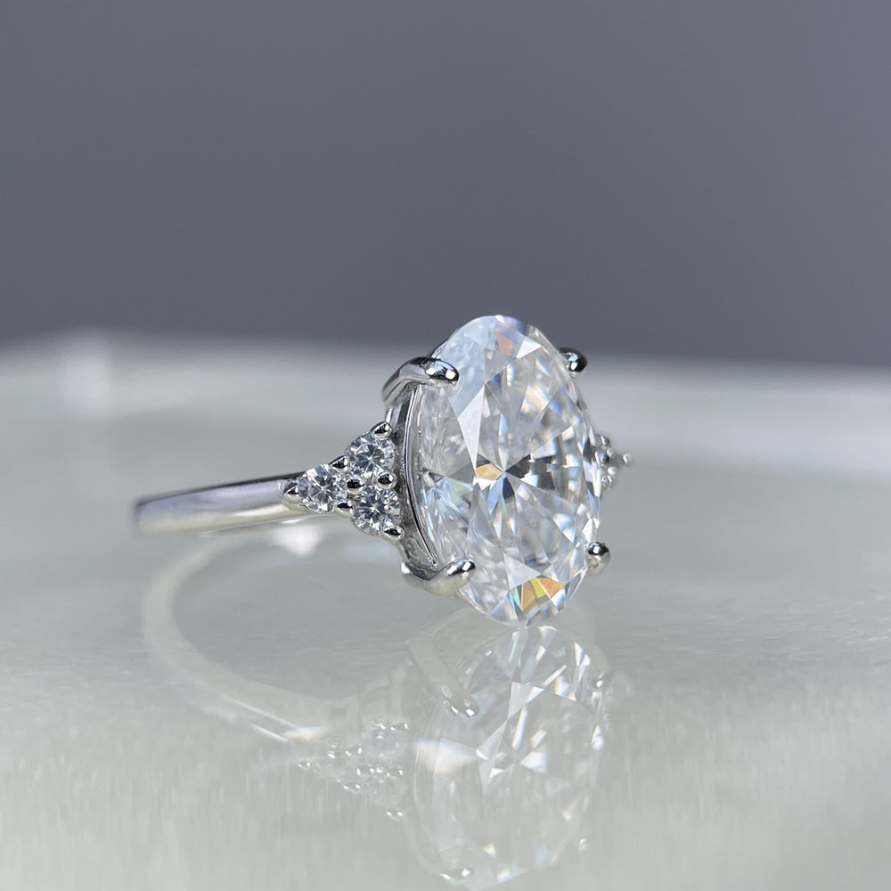 Buy 45-Carat 8X12 Oval-Cut Moissanite Womens Large Diamond Ring online at Fashionner.
