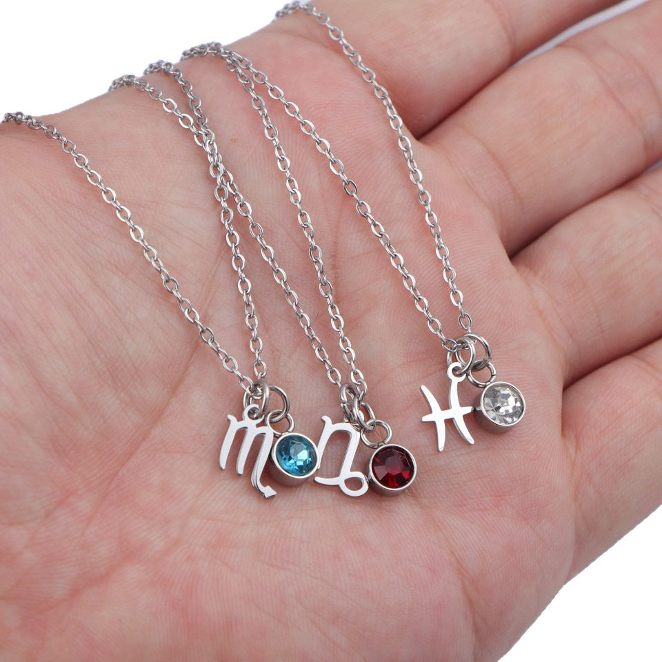 Buy Western Birthstone Necklace With 12 Zodiac Gemstone Pendants online at Fashionner.