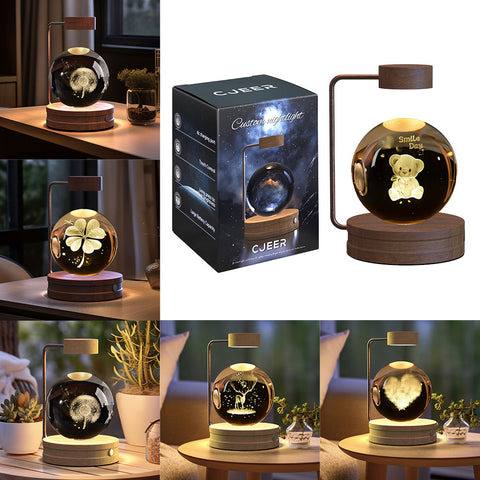 Veilleuse d'intérieur dinosaure cosmique boule de cristal, alimentée par USB, lumière chaude de chevet, cadeau d'anniversaire