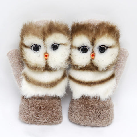 Gants d'hiver en peluche animaux pour femmes