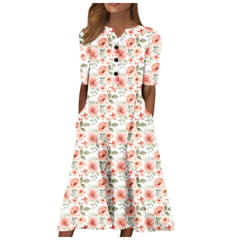 Women's Long Sleeve Long Printed Dress - Fashionner