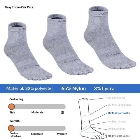 Chaussettes de sport de course, de marathon et de randonnée fendues pour hommes et femmes