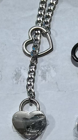 Collier réglable en forme de cœur, maille cubaine