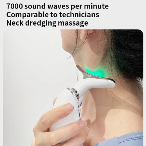 Appareil de Beauté Cou et Visage - Thérapie Photonique LED Colorée, Raffermit la Peau, Réduit le Double Menton, Anti-Rides, Masseur Liftant