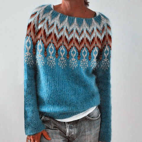 Pull-over ample et décontracté pour femme, col rond, multicolore, à la mode, tricoté, vêtement d'extérieur pour femme