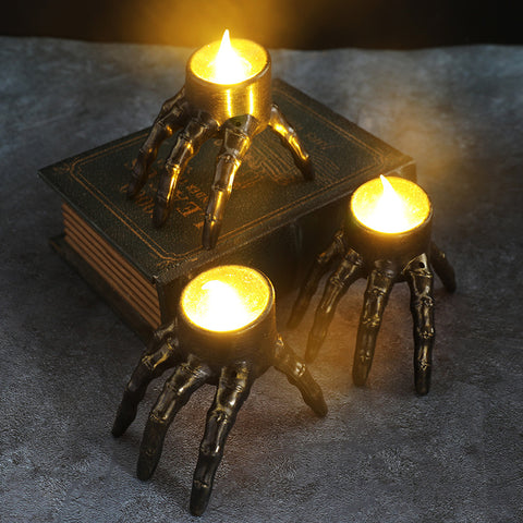 Lanterne crâne mains pour Halloween, accessoire de décoration d'ambiance, lanterne de nuit pied crâne, lanterne bougie Halloween.