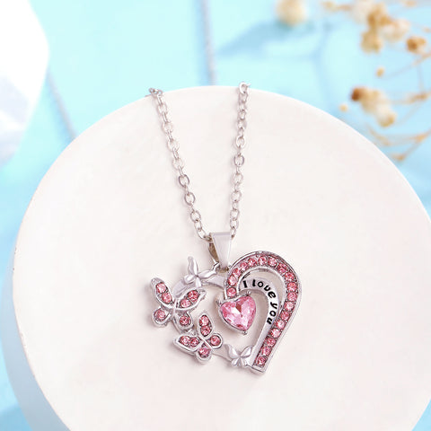Collier papillon Ins avec strass, pendentif chaîne de clavicule creuse en forme de cœur, tendance et personnalisé, pour la Saint-Valentin