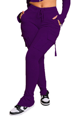 Cargo Pants With Pockets High Waist Drawstring Wide Leg Straight Trousers For Women Overalls - Fashionner