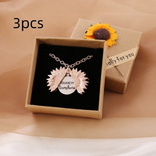 You Are My Sunshine Sunflower Necklace Women Men - Fashionner