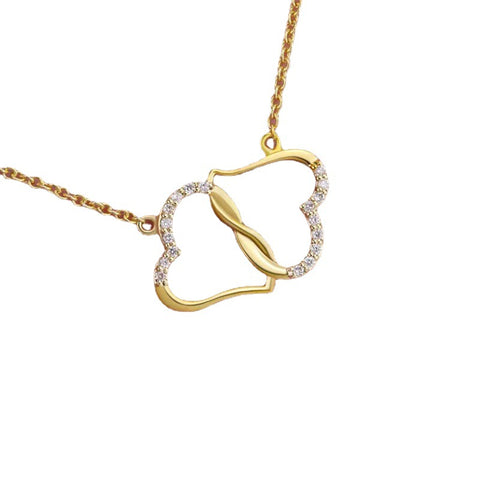 Fashion Double Heart Love Necklace With Rhinestones Inlaid Zircon Mother Valentine's Day Gift - Fashionner