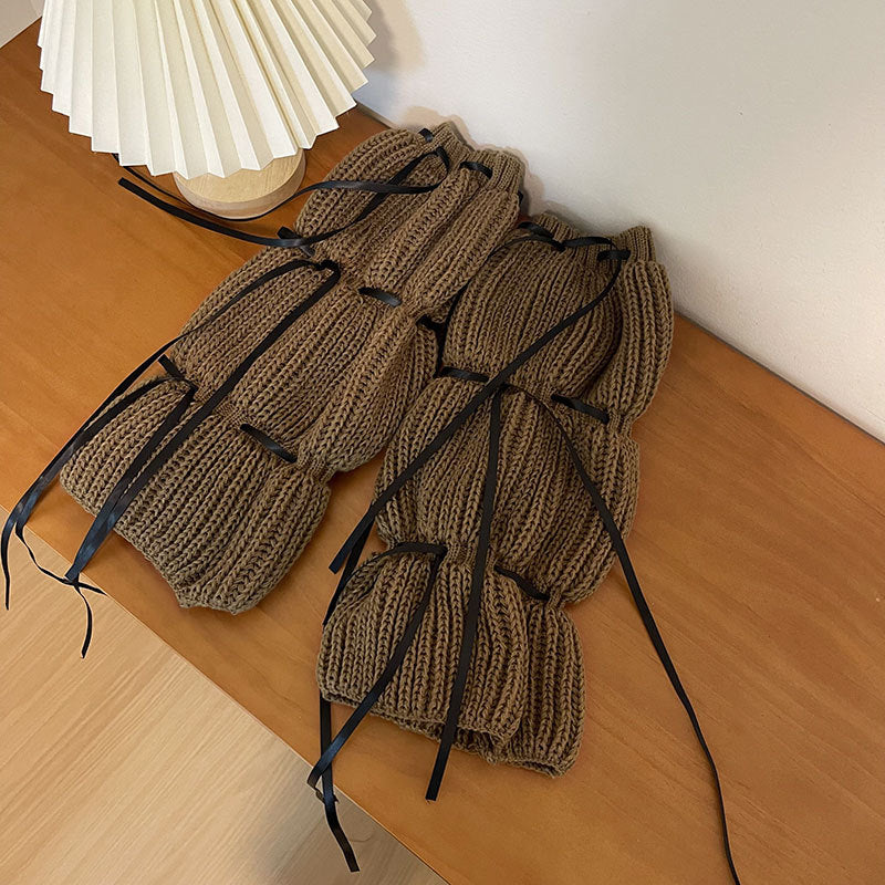 Puff Lantern Lace-up Knitted Girl Foot Sock - Fashionner