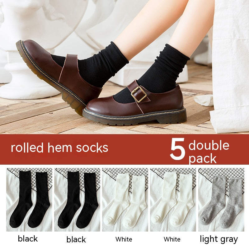 Non Pure Cotton High Tube Loafers And Socks - Fashionner